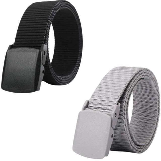 Men's Nylon Fabric Belt for Men, Plastic Flap Buckle pack of 2